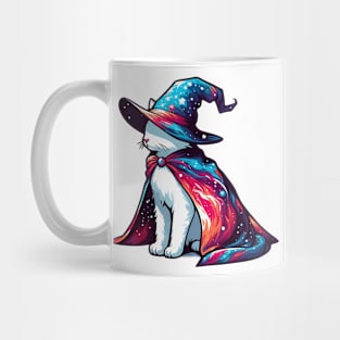 Cute White Cosmic Cat Wizard Mug